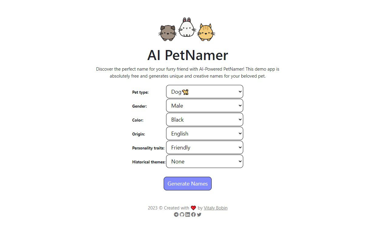 AI Pet Name Generator aipetnamer.herokuapp.com
