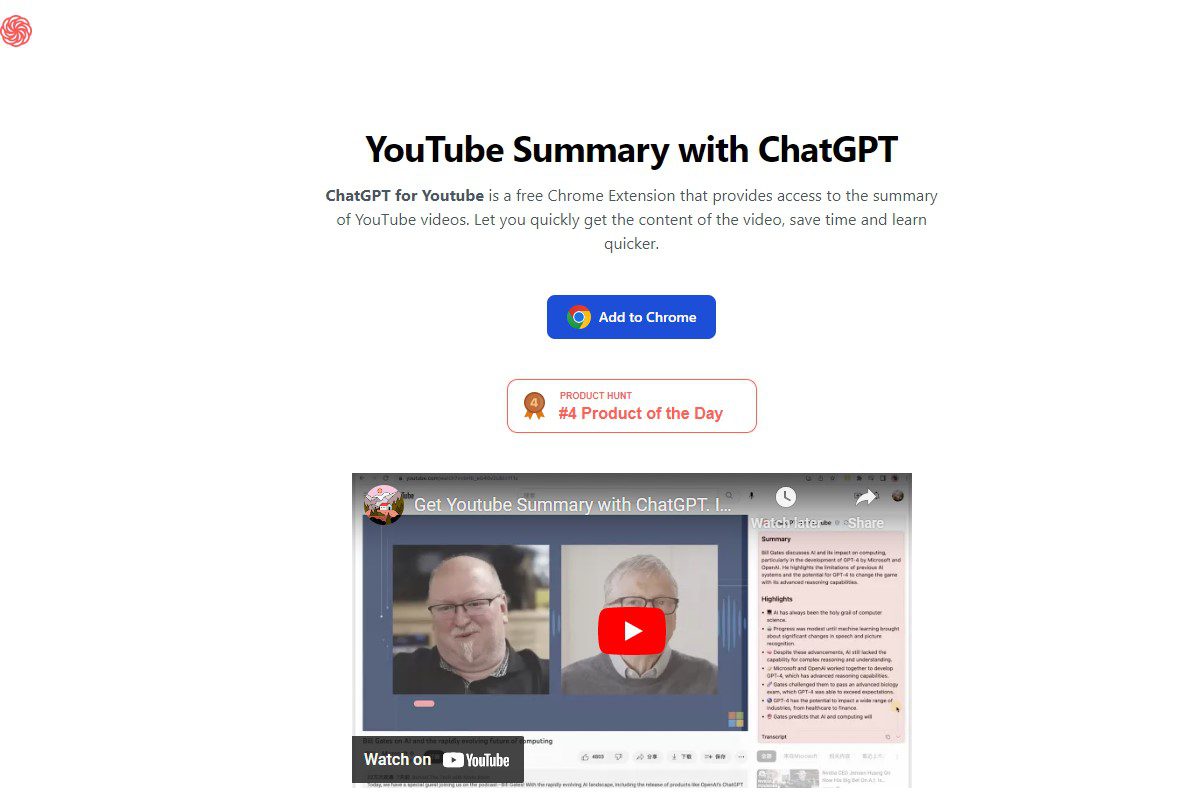 ChatGPT for YouTube chatgpt4youtube.com