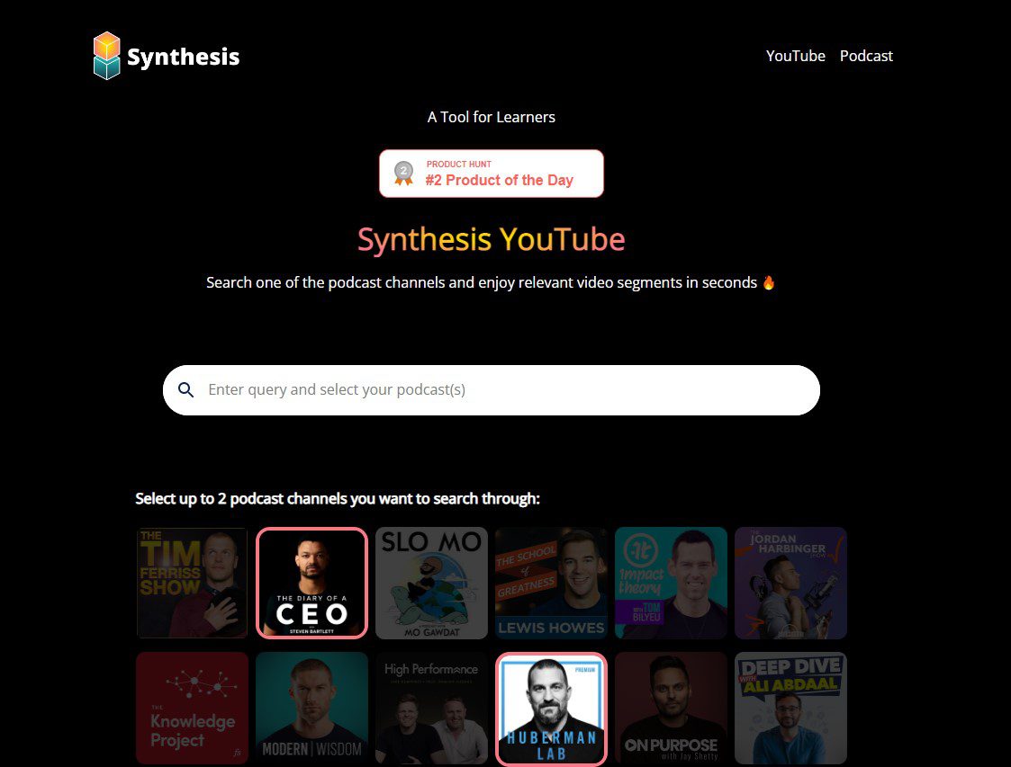 Synthesis YouTube home.thesynthesis.app