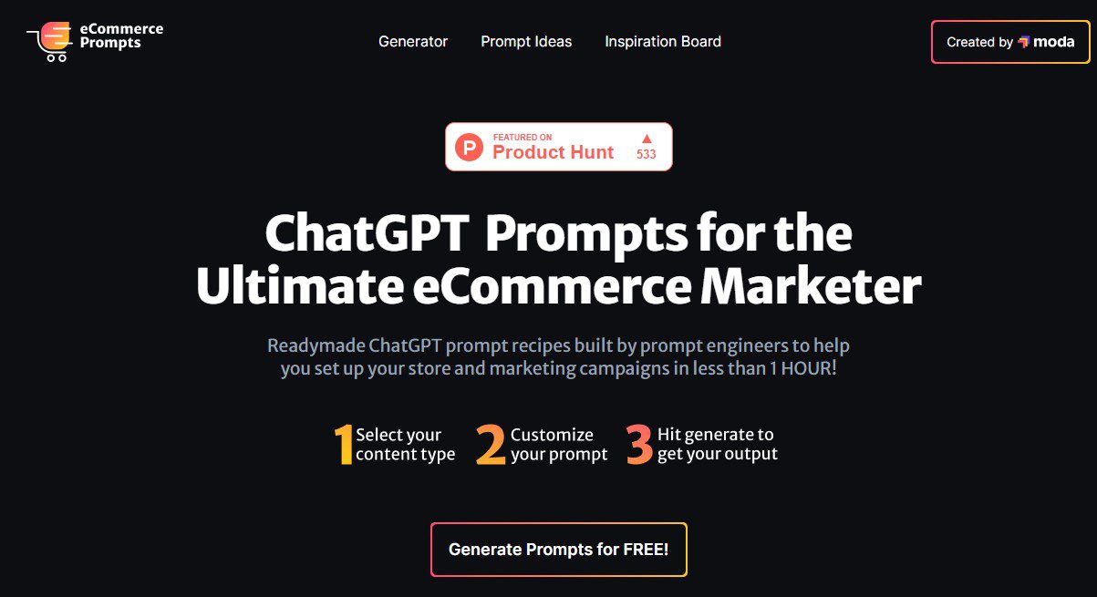 eCommerce ChatGPT Prompts ecommerceprompts.com